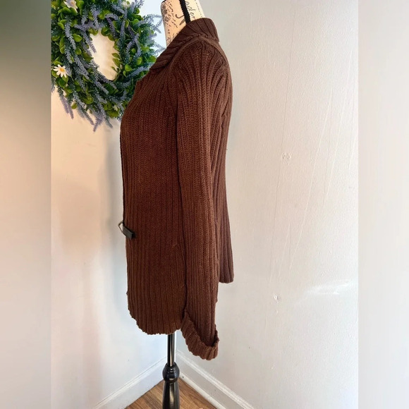 Kenji Natural, M, heavy cable knit, long sleeves, belt loop closure, cardigan - Picture 4 of 9